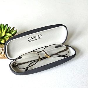 Vintage Safilo Elasta 7118 9HM Brown Aviator Eyeglass Frames Mens Italy W/ Case